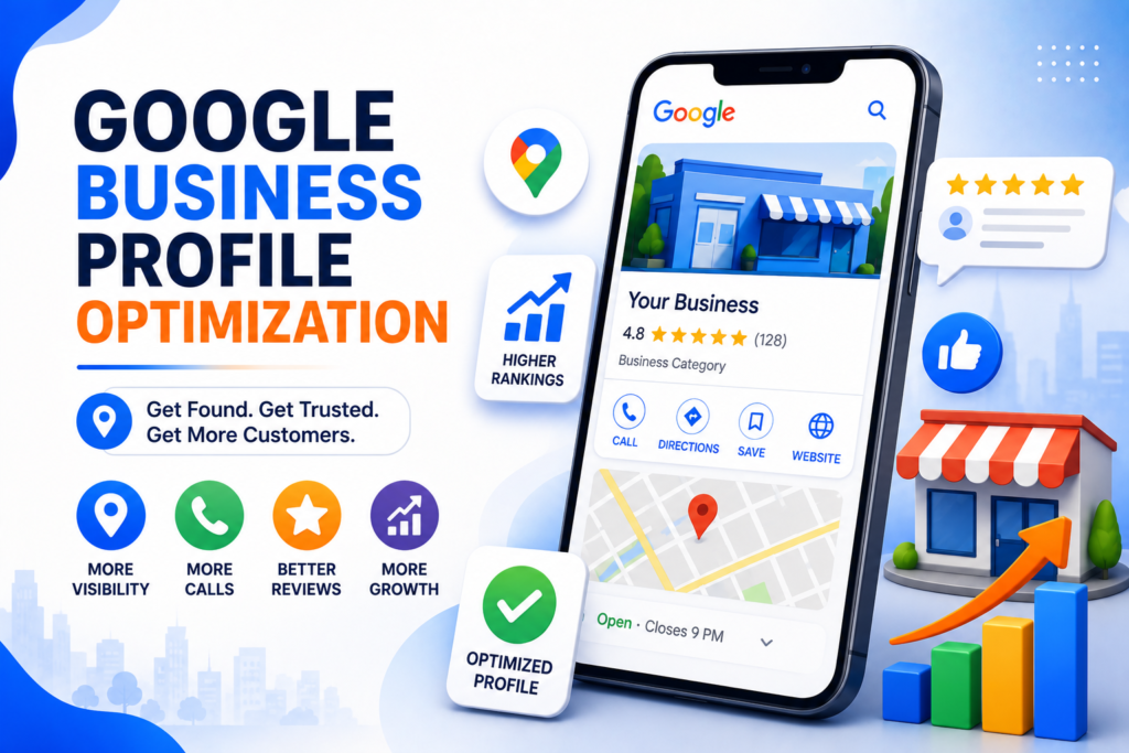 Google Business Profile Optimization dashboard showing a local business listing in Hyderabad